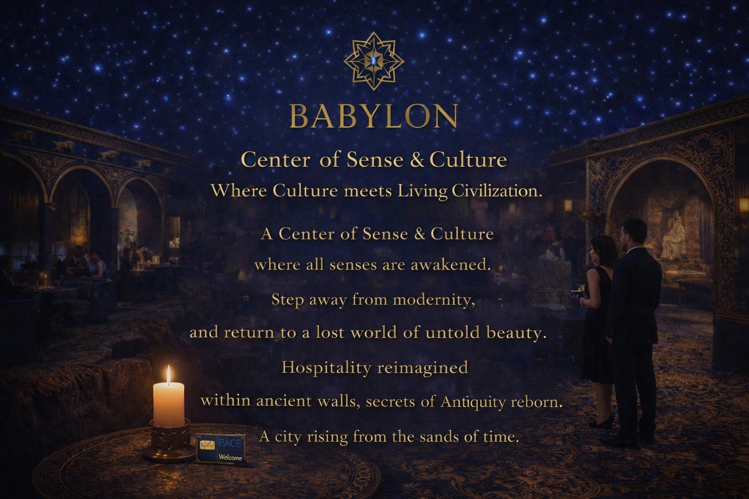 Starry night interior with BABYLON text